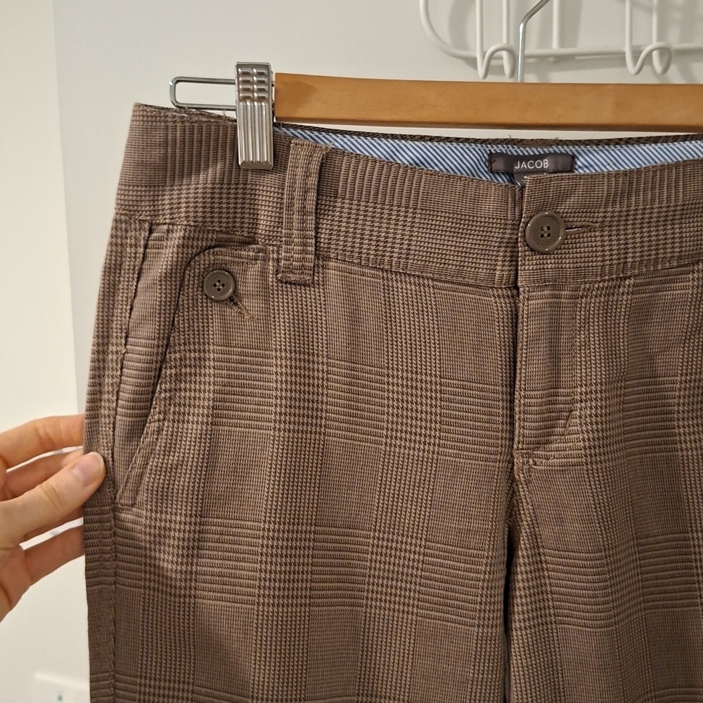 Jacob Vintage Y2K Straight-leg Low-waist Brown Plaid Work Trousers (Size US 3/4)